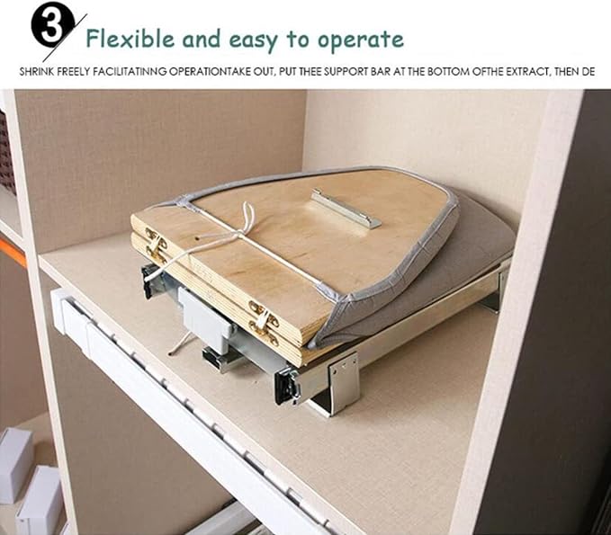Ironing Board Retractable Pull Out Ironing Board Closet Sliding Out Swivel Iron - Image 2