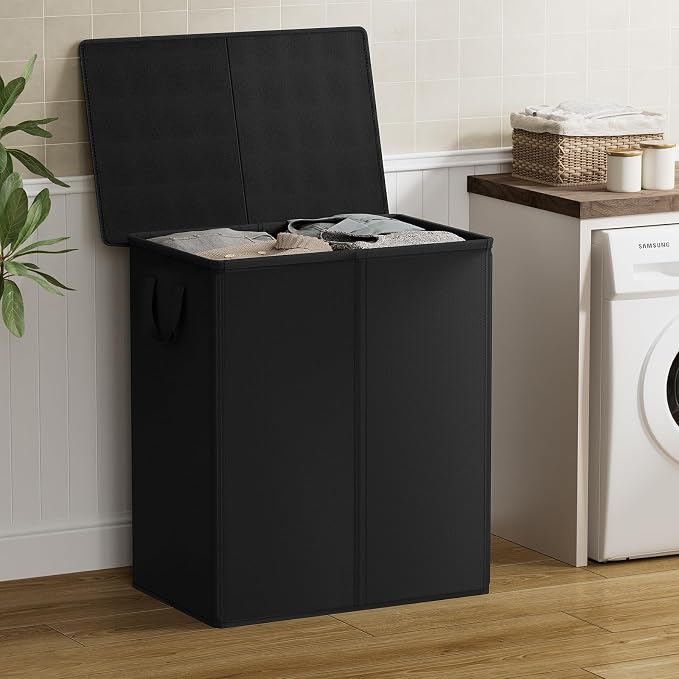 Chrislley 160L Laundry Hamper 2 Section, Double Laundry Basket - Image 7