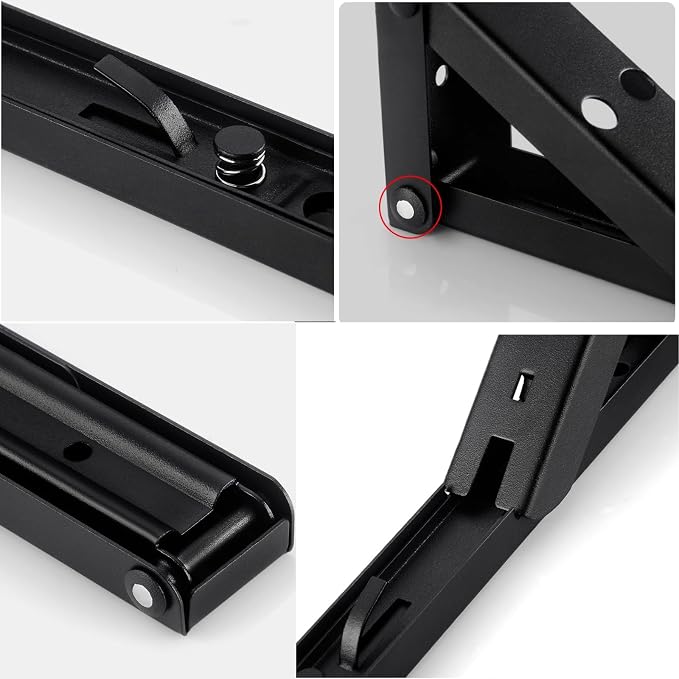 2 Pack Heavy Duty Floating Shelf Brackets Iron Metal Wall Mounted Folding - Image 5
