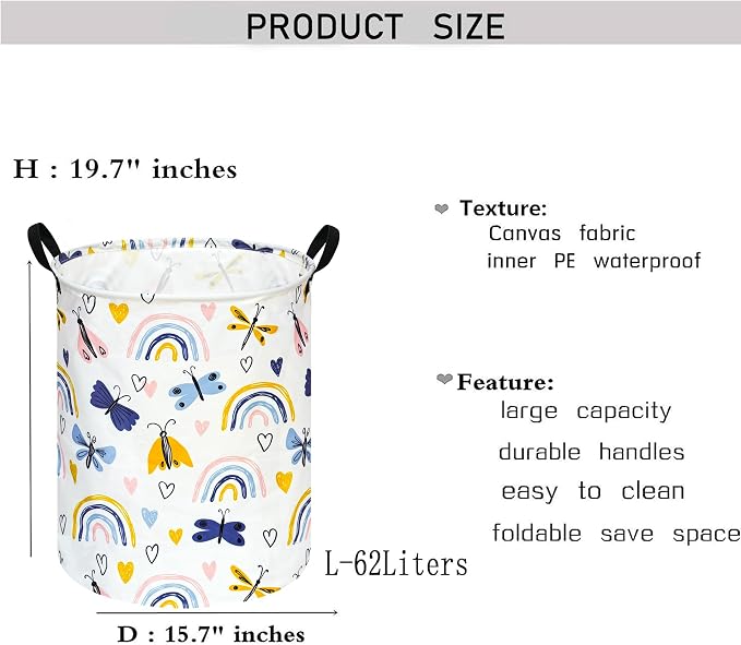 KUNRO Round Laundry Gift Basket Storage Hamper, Clothes Storage Organizer Bins - Image 2