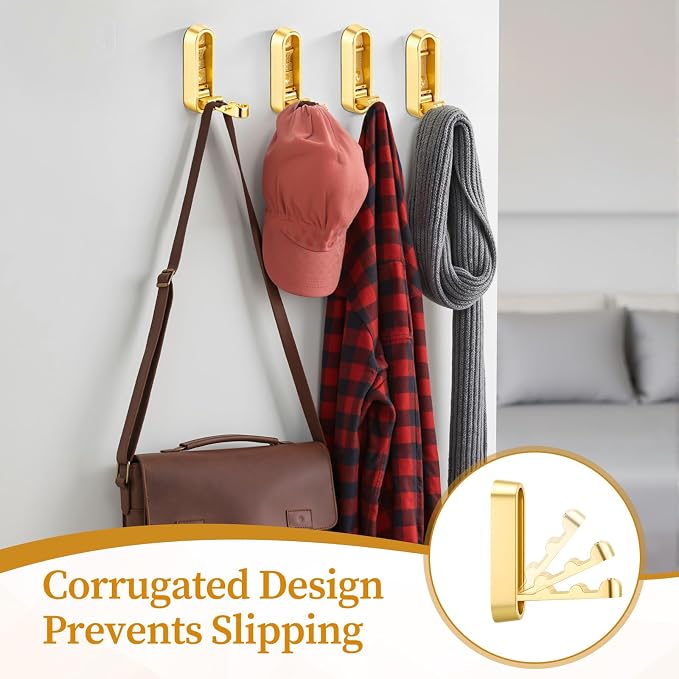 6 Pcs Gold Folding Wall Hooks, Heavy Duty Folding Coat Hooks - Image 5