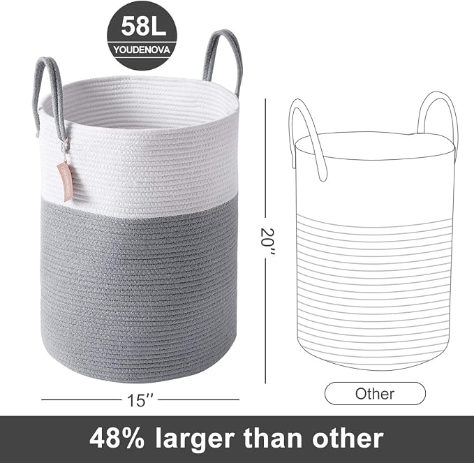 Cotton Rope Laundry Hamper by YOUDENOVA, 58L - Image 7