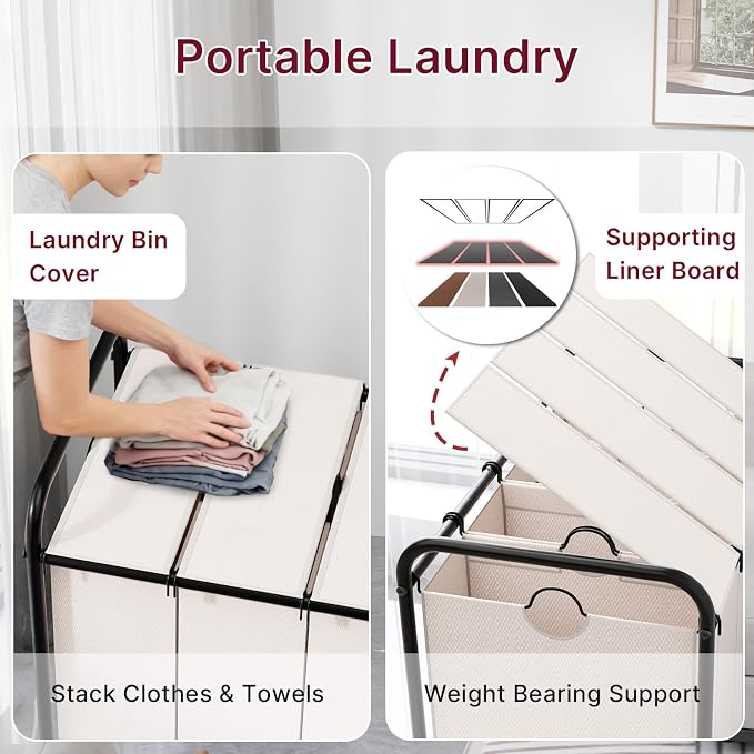 4-Compartment Laundry Cart - Image 5