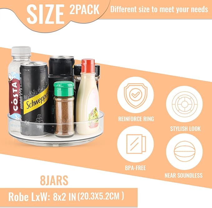 2 Pack Lazy Susan Organizer for Cabinet：Lazy Susan Turntable - Image 3