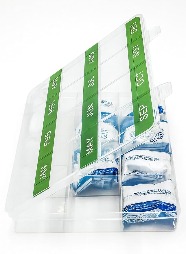 Monthly Reminder Organizer for Cleaning Tablets, 12 Labeled Compartments for - Image 7