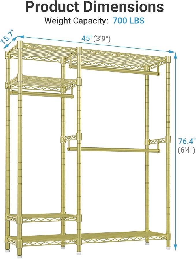 VIPEK V2 Heavy Duty Clothes Rack 4 Tiers Wire Shelving Garment Racks - Image 3