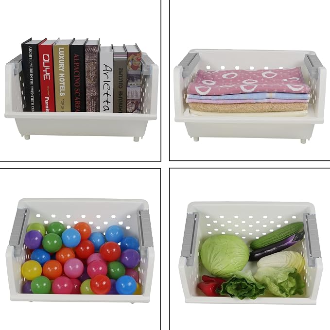 3-Pack Plastic Stackable Storage Basket - Image 7
