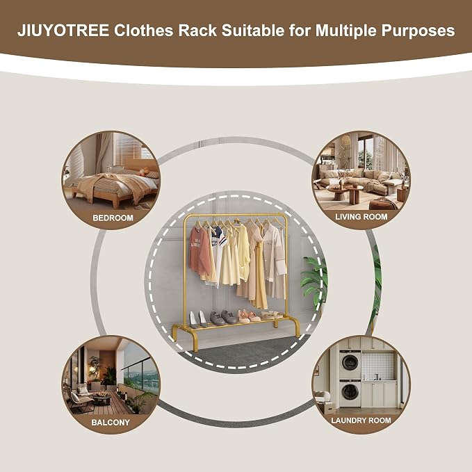 JIUYOTREE Metal 43.3 Inches Garment Rack - Image 5