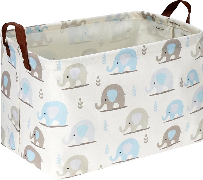 Rectangular Blue Elephant Storage Basket, Collapsible Gift Basket by NTAOHAMPER