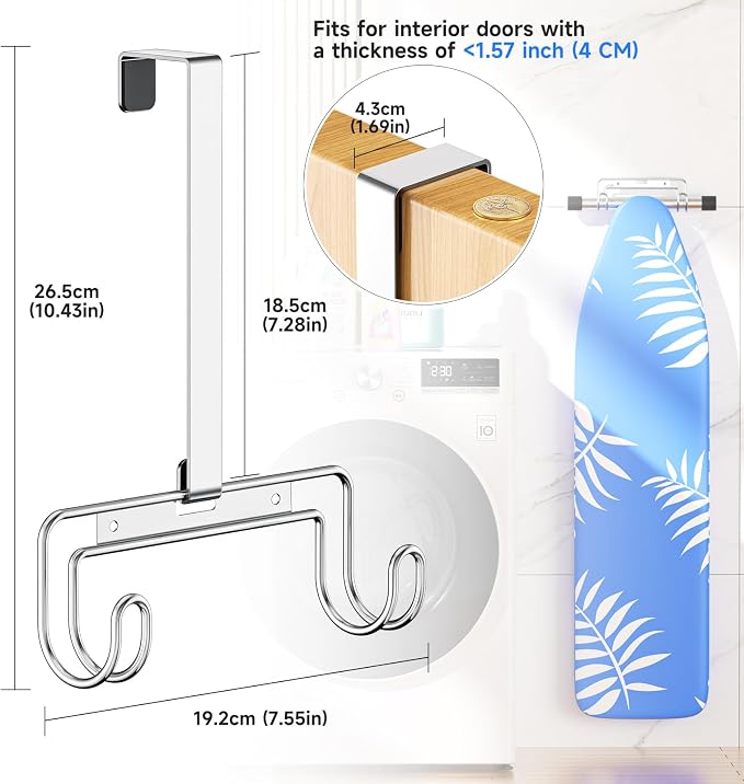 Ironing Board Holder Wall Mount/Over The Door Ironing Board Hanger, Laundry - Image 4