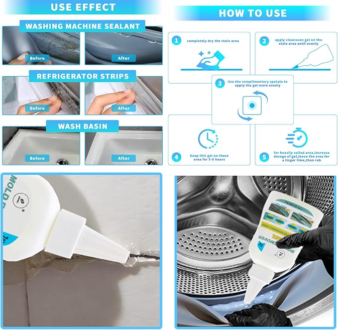 Bundle - Washing Machine Cleaner Tablets & 7 oz Mold Remover Gel | Deep Cleaning - Image 4
