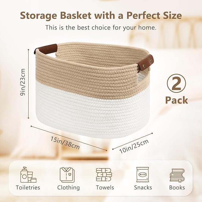 Cotton Rope Basket, Storage Baskets - Image 2