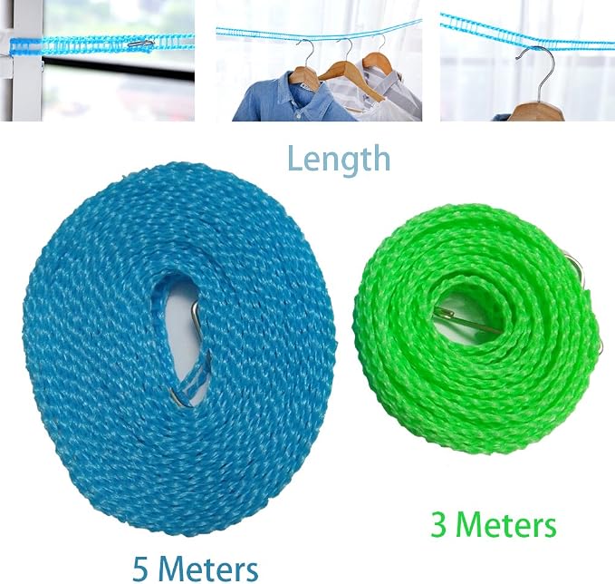 2 Pack Nylon Clothesline Windproof Clothes Drying Rope Travel Clothes Line - Image 3