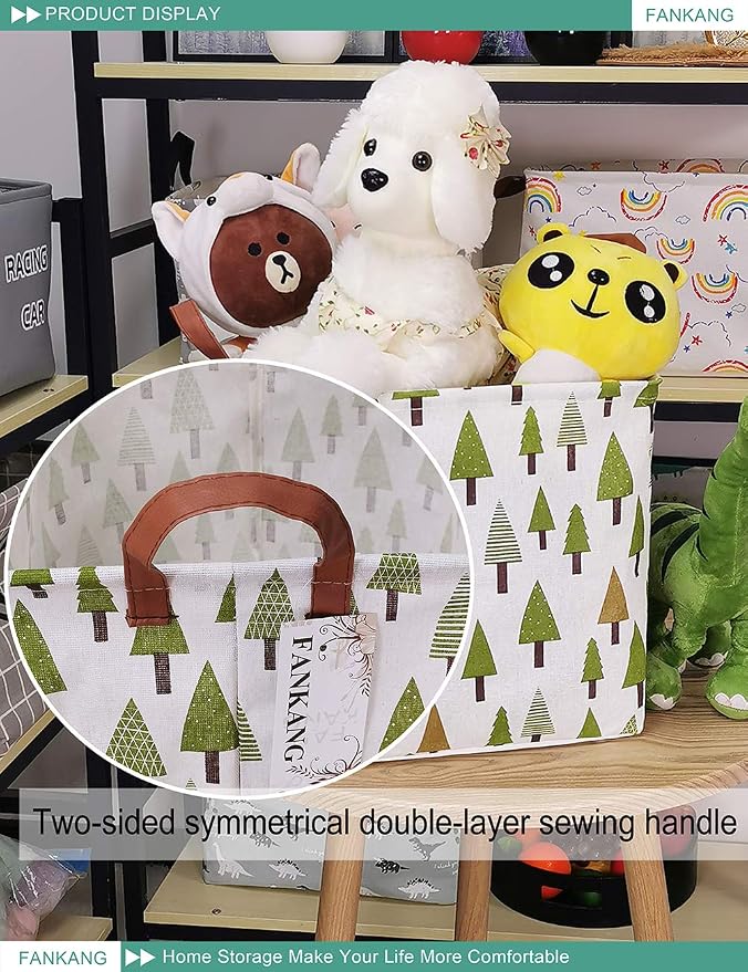 FANKANG Square Nursery Hamper Storage Bins Canvas Laundry Basket Foldable - Image 6