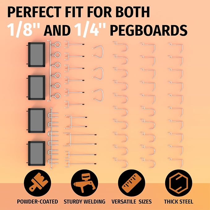 HUHOLE 49 Piece Pegboard Hooks Assortment Kit - Image 2