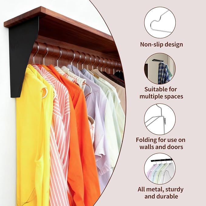 4 Pack Space Saving Hangers for Clothes, Foldable Metal Hangers, Collapsible - Image 3