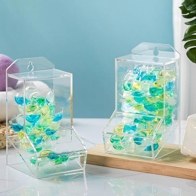 Weysat 1 Pack Laundry Pods Container Acrylic Dishwasher Pods Holder W/ 2 Lids - Image 4