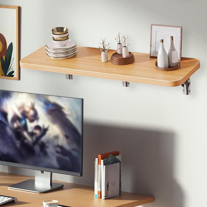 Folding Display Wall Shelf Wall Mounted Folding Table Wooden Board Foldable - Image 5