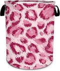 Pink Leopard Print Laundry Basket, Animal Skin Laundry Hamper Foldable by SLHFDKL