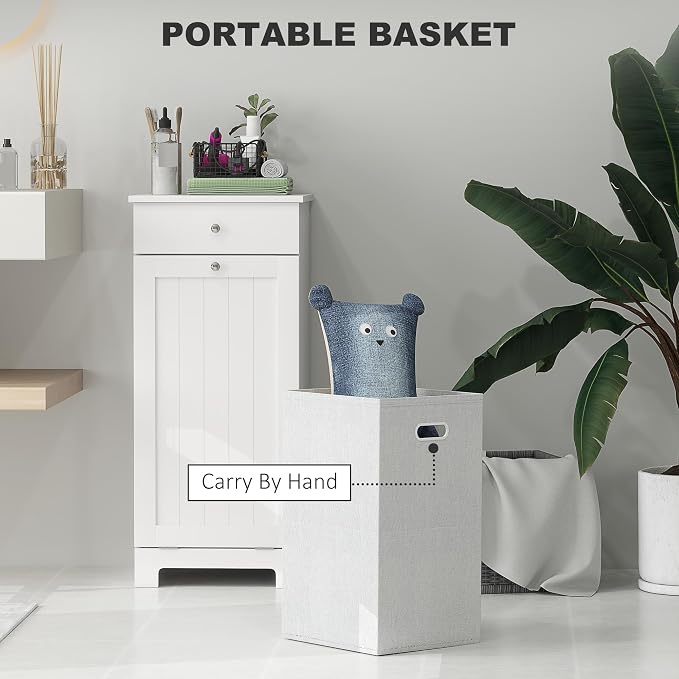 HOMCOM Laundry Cabinet with Removable Basket, Tilt Out Laundry Hamper with - Image 5