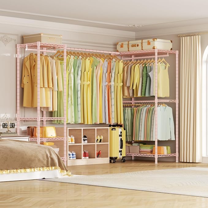 E10L L-Shaped Clothes Rack for Corner（With Expandable Hanger Rod）Heavy Duty - Image 7