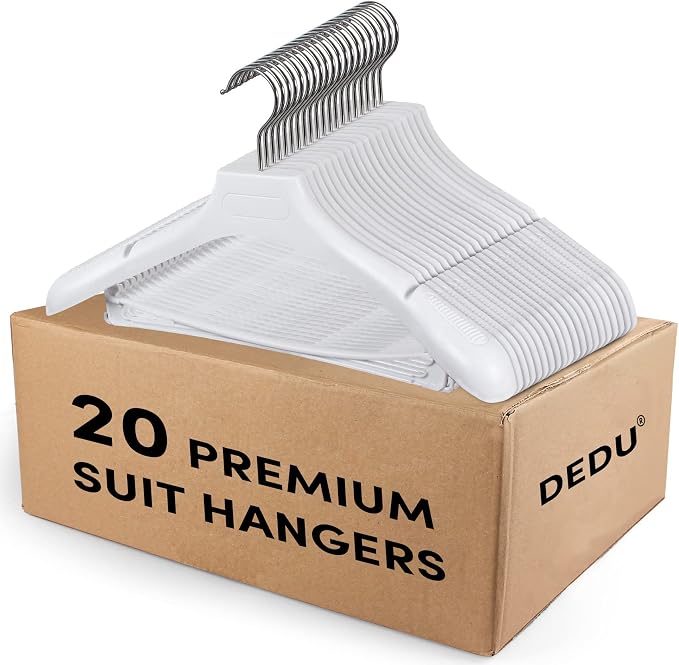 DEDU Suit Hangers for Men 20 Pack Width 17.3", Plastic Extra Wide Shoulder by DEDU