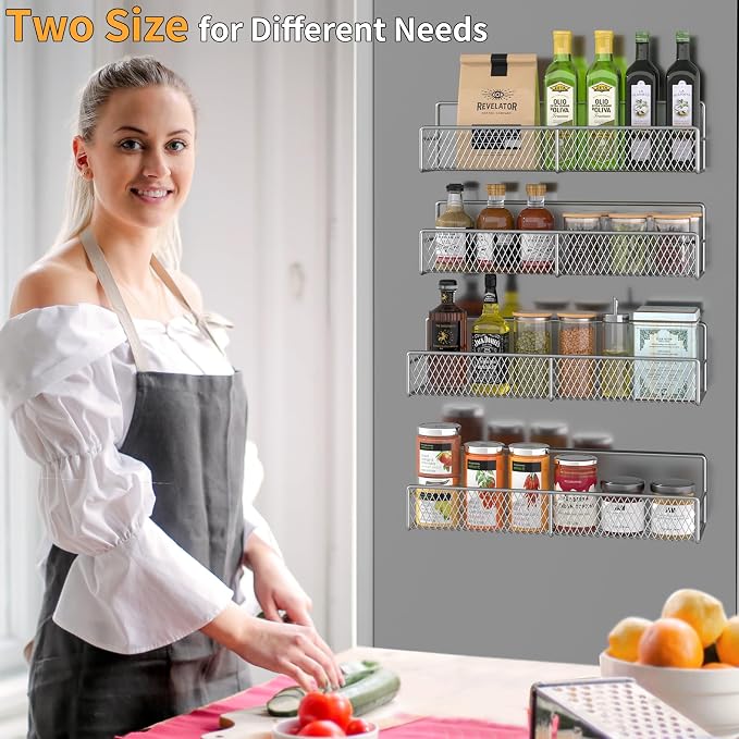 Magnetic Spice Rack for Refrigerator, 4 Pack 100% Metal Strong Magnet Fridge - Image 6