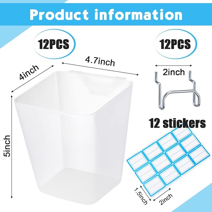 Namalu 12 Pack Pegboard Storage Bins - Image 2