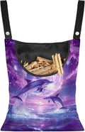 Purple Moonlight Dolphin Print Laundry Clothespin BagHanging Storage Organizer by LJMKZJN