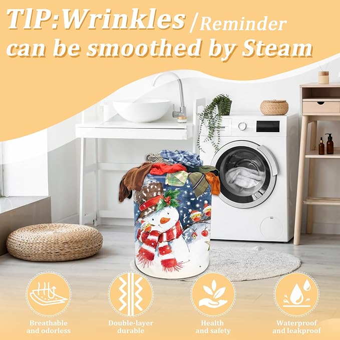 Christmas Laundry Basket, Winter Snowman Laundry Hamper Foldable Waterproof - Image 5