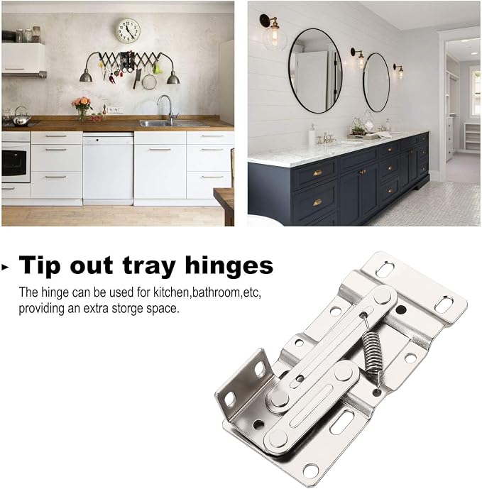 Furniware 2 Pair Tip Out Tray Hinges, Standard Sink Hinges - Image 4