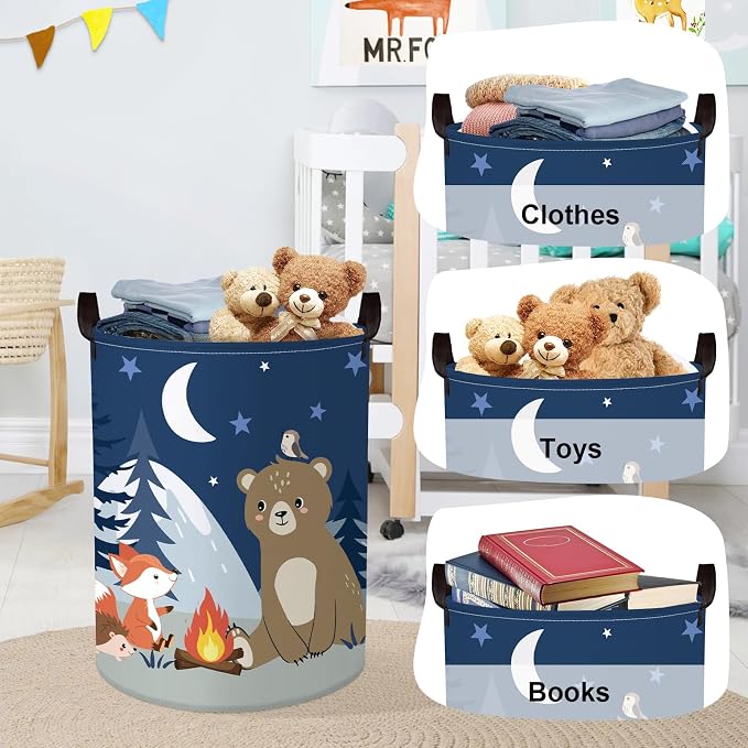 Night Camping Laundry Hamper Picnic Large Storage Basket Bonfire Collapsible - Image 5