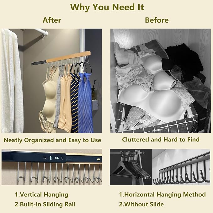 2 Pack 16 in Valet Rods for Closet, Pull Out Closet Rod - Image 3