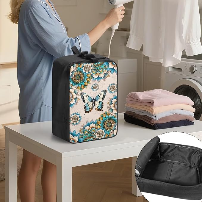 Portable Steamer Iron Storage Bag Boho Butterfly Lightweight Travel Organizer - Image 3