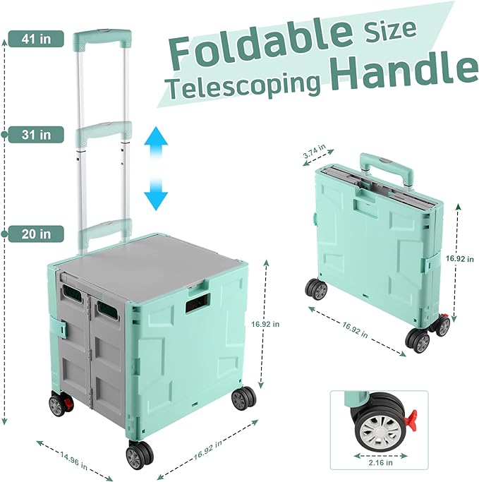 FELICON Folding Utility Cart Portable Rolling Crate Handcart - Image 3