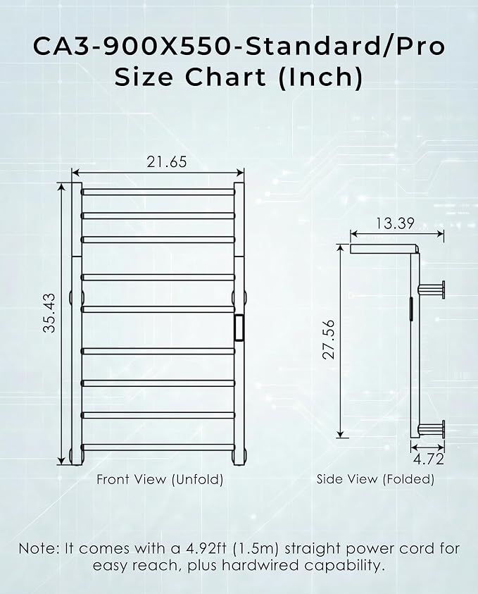 Foldable Heated Towel Rack, Smart Dual-Zone App & Voice Control Electric Towel - Image 7