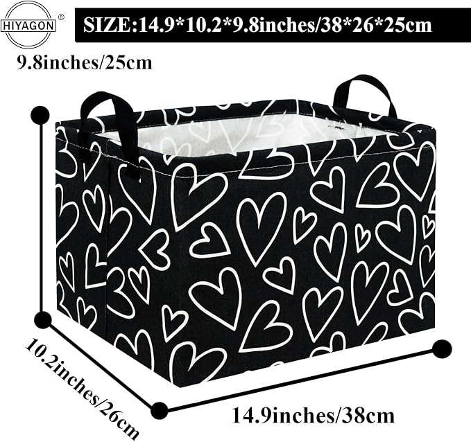 HIYAGON Rectangular Heart Basket Kids Baby Storage Bin Toy Basket Organizer Box - Image 6