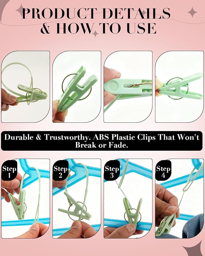 100 Pack Multi Purpose Laundry Hanging Clips - Image 4