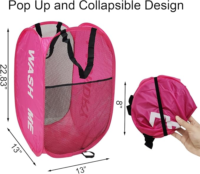 2 Pack Mesh Pop Up Laundry Hamper Collapsible Laundry Basket - Image 2
