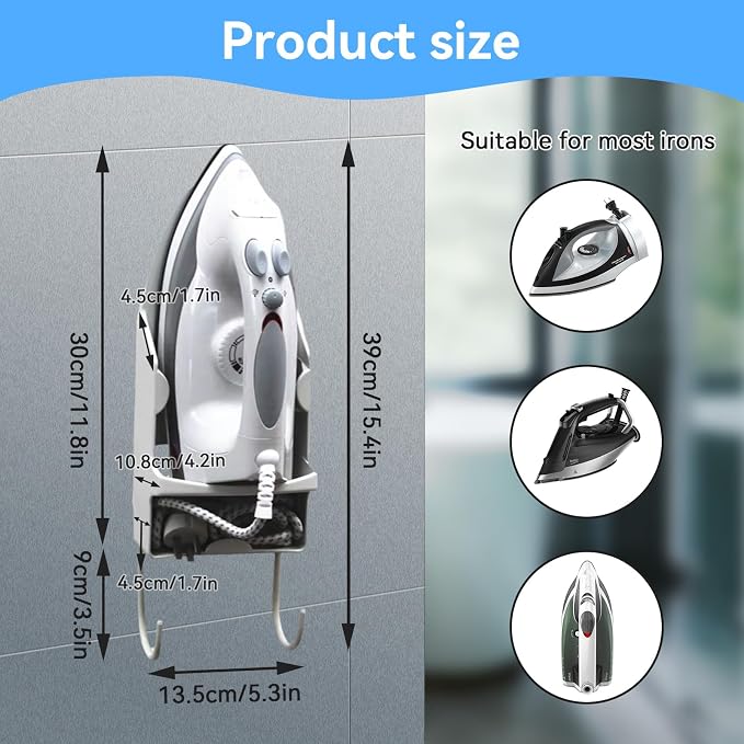 Ironing Board Hanger Wall Mount, Electric Iron and Iron Board Holder - Image 3