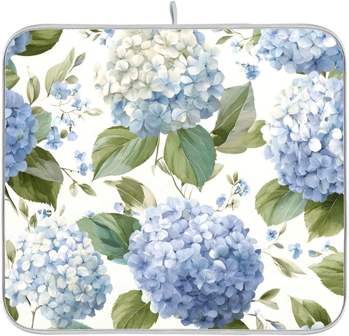 Watercolor Hydrangeas Dish Drying Mat Super Absorbent Drying Mat 18x24 inch - Image 8