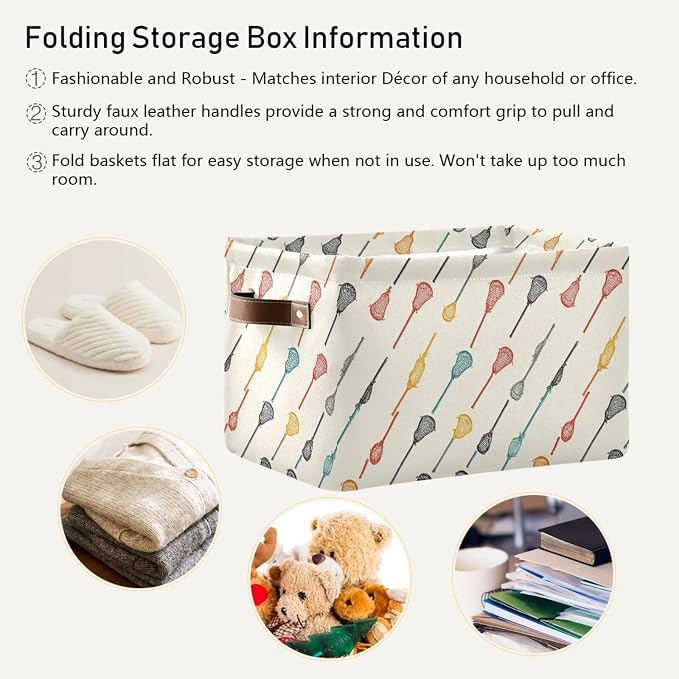Pfrewn Storage Basket Bins Foldable Color Lacrosse Sticks Laundry Hamper Box - Image 6