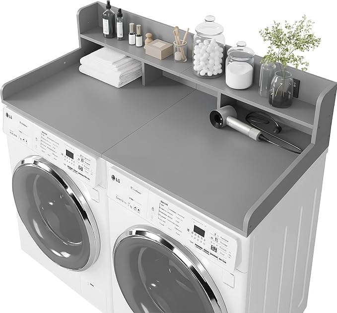 Washer Dryer Countertop with Shelf, 2-Tier Laundry Countertop Over Washer and by HMAZAE