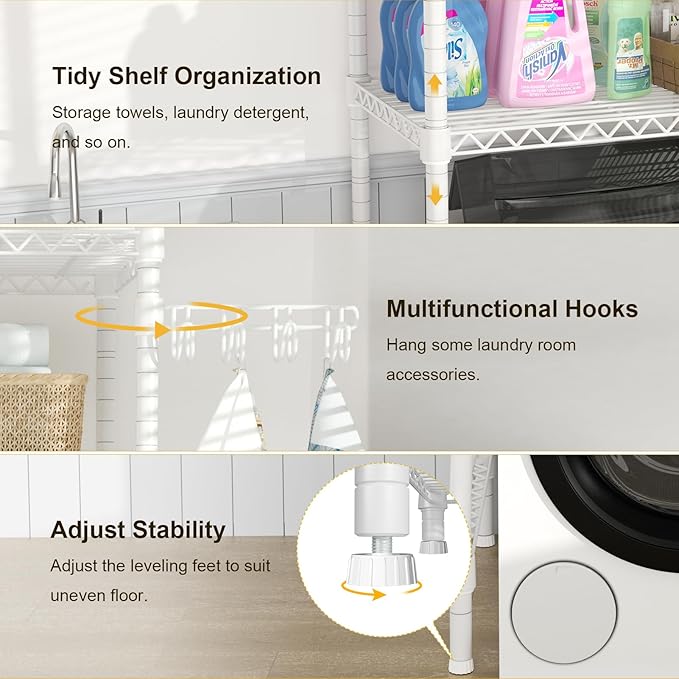 Ulif U8 Mini Laundry Room Storage Organizer, Over The Washer and Dryer Storage - Image 6