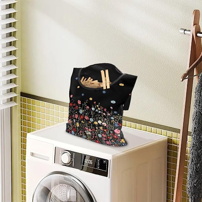 Flower Print Clothespin Bag Laundry Hanging Storage Organizer Clothes Pin - Image 3