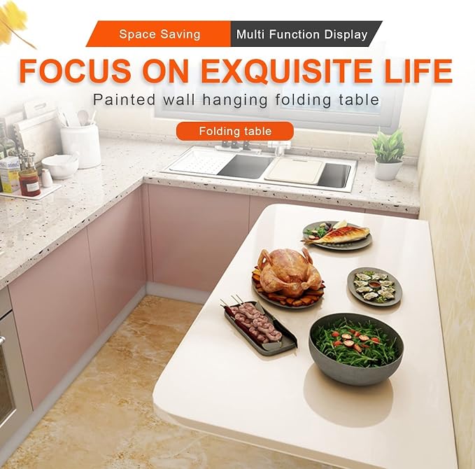 Wall Mounted Folding Table for Kitchen, Wood Wall Mounted Table, Bracket Heavy - Image 5