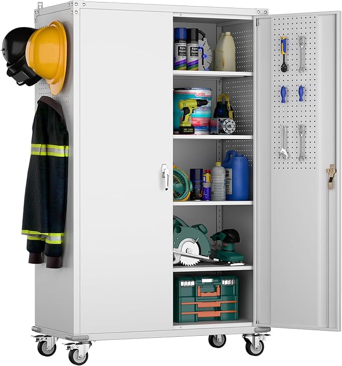 Aobabo Extra Large Garage Storage Cabinet on Wheels, Metal Storage Cabinets by Aobabo