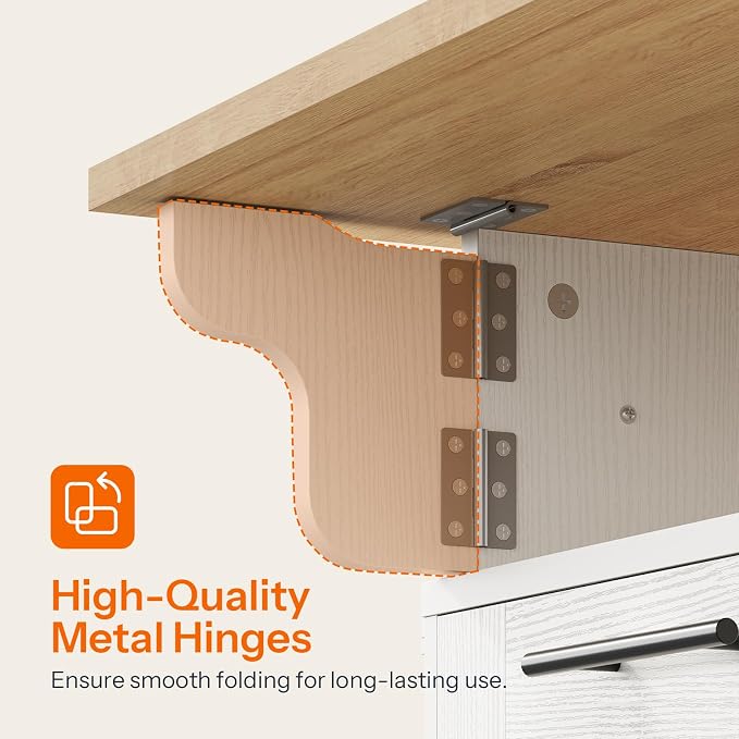 HOOBRO Kitchen Island with Trash Can Storage, Island Table with Drop Leaf - Image 9