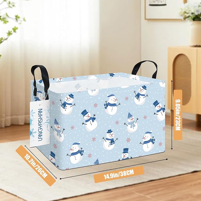 LANGYASHAN Rectangular Christmas Snowman Storage Basket - Image 2