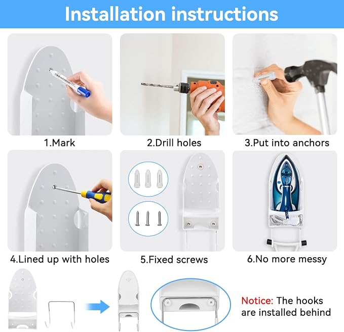 Ironing Board Hanger Wall Mount, Electric Iron and Iron Board Holder - Image 5